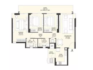 Pardos Sakura 3 BHK floor plan